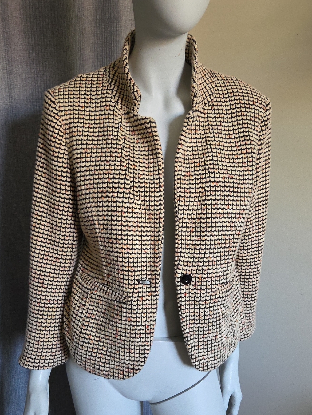 Anthropologie Cartonnier Chevron Patterned Knit 3/4 Sleeve Blazer